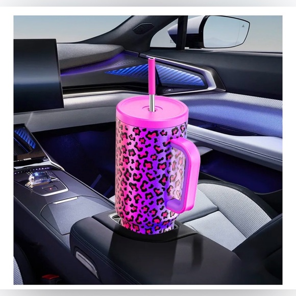Meoky 40 oz tumbler with straw Rainbow Leopard Brand New - Picture 4 of 9